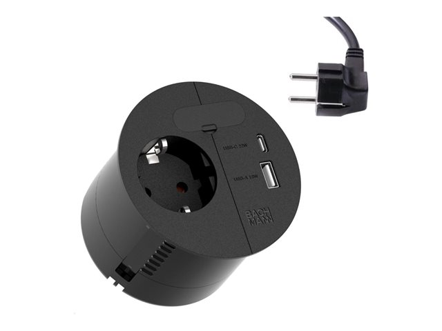 Bachmann - eluttag - 1 eluttag, 1 USB-uttag, 1 USB-C-uttag